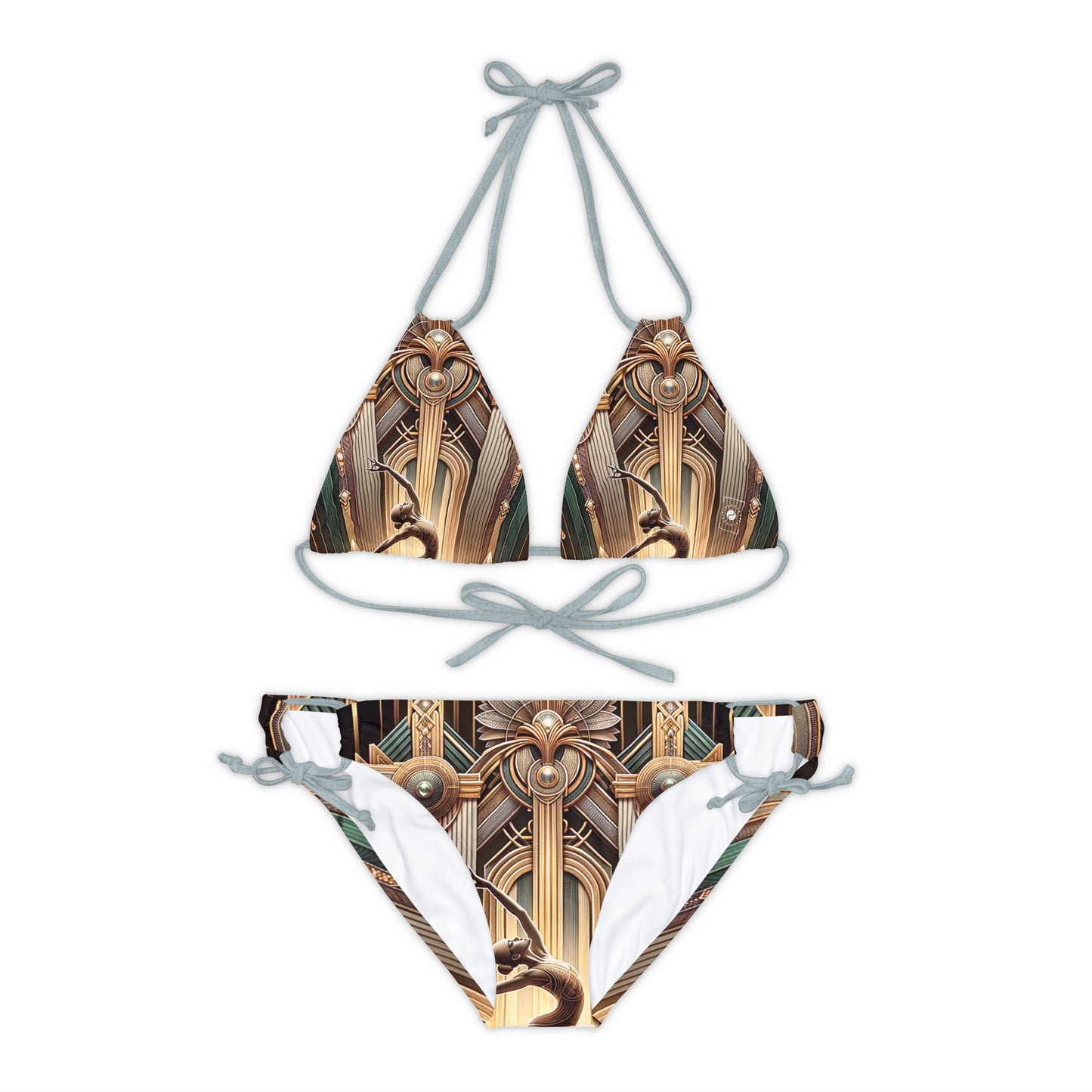 "Deco Serenity: A Fusion of Opulence and Zen" - Lace-up Bikini Set