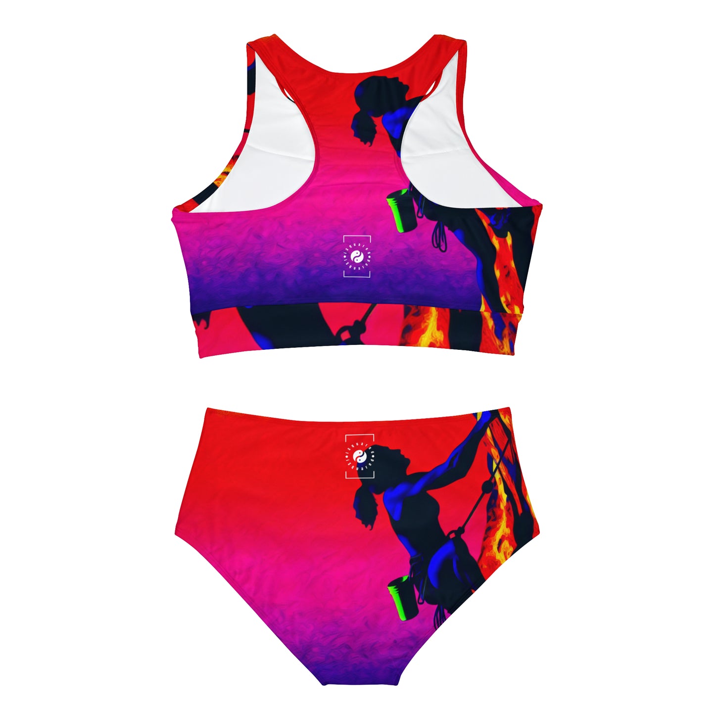 "Technicolour Ascent: The Digital Highline" - Ensemble de bikini de yoga chaud