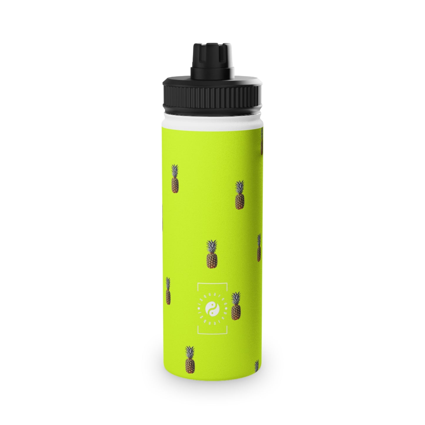 #D7FF11 Sharp Yellow + Pineapple - Sports Water Bottle