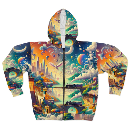 "Mirrors of Metaphor: A Murakami Odyssey" - Zip Hoodie