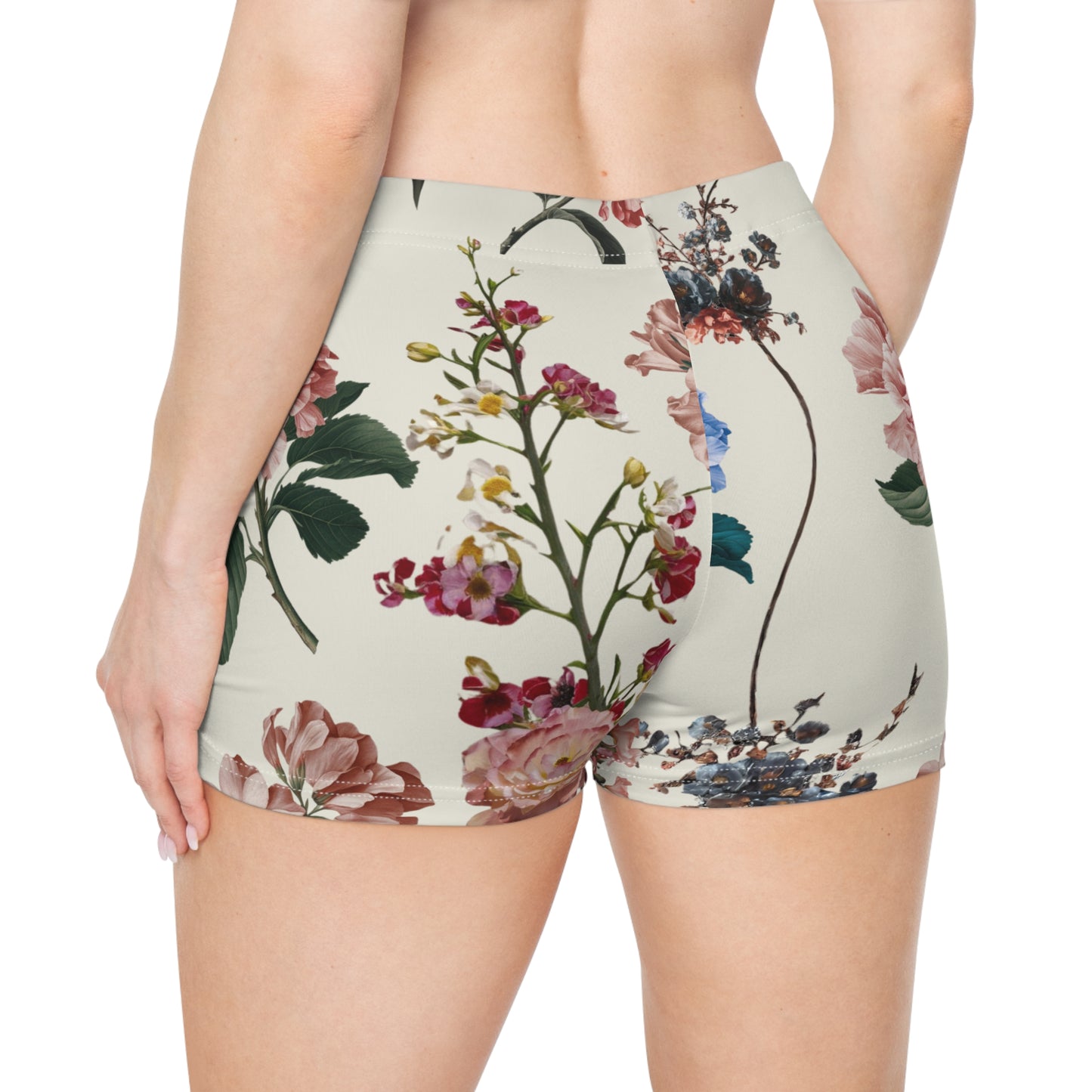 Botanicals on Beige - Mini Hot Yoga Short