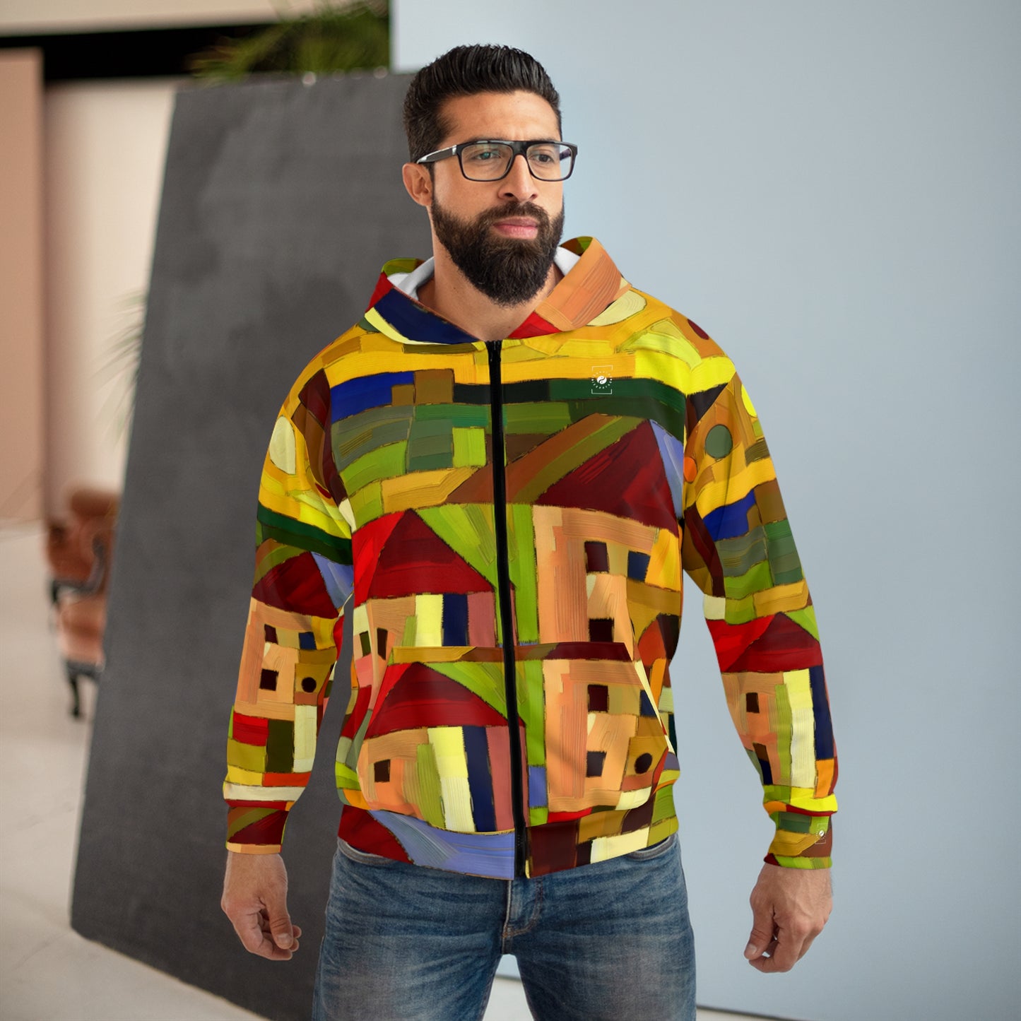 "Earthen Adobes in Hues of Hundertwasser" - Zip Hoodie