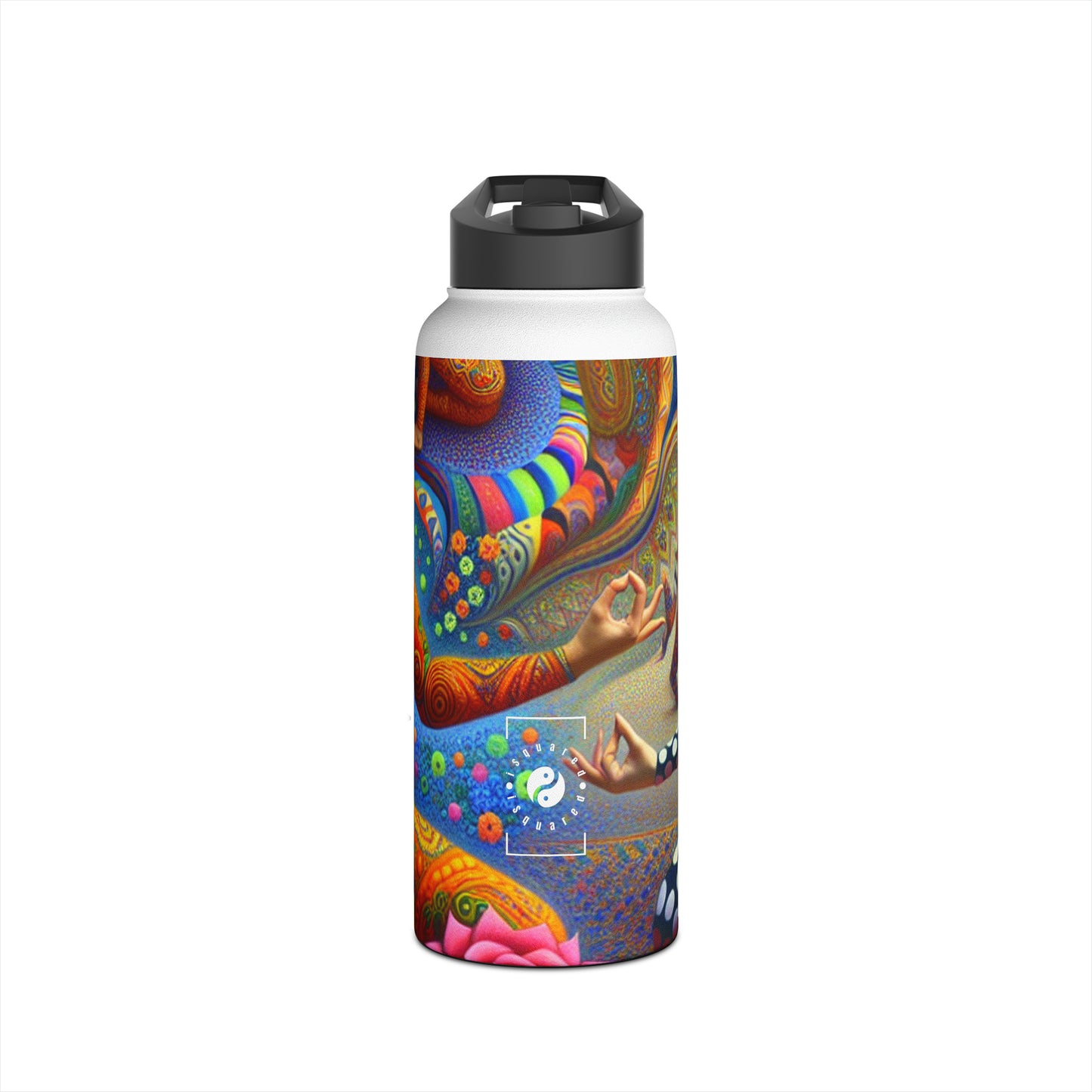 "Kahlo-Kusama Blossom Asanas: A Surreal Yoga Symphony" - Water Bottle