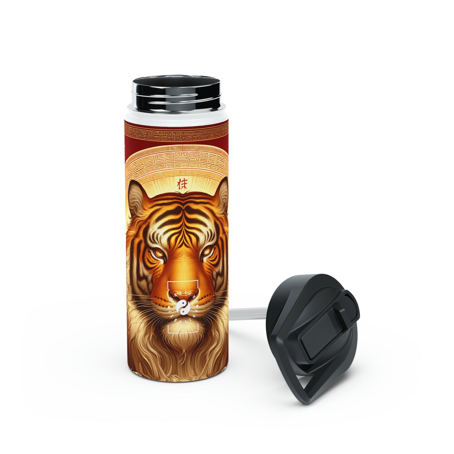 "Golden Majesty: Ascension of the Lunar Tiger" - Water Bottle