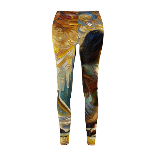 "Golden Warrior: A Tranquil Harmony" - Casual Leggings