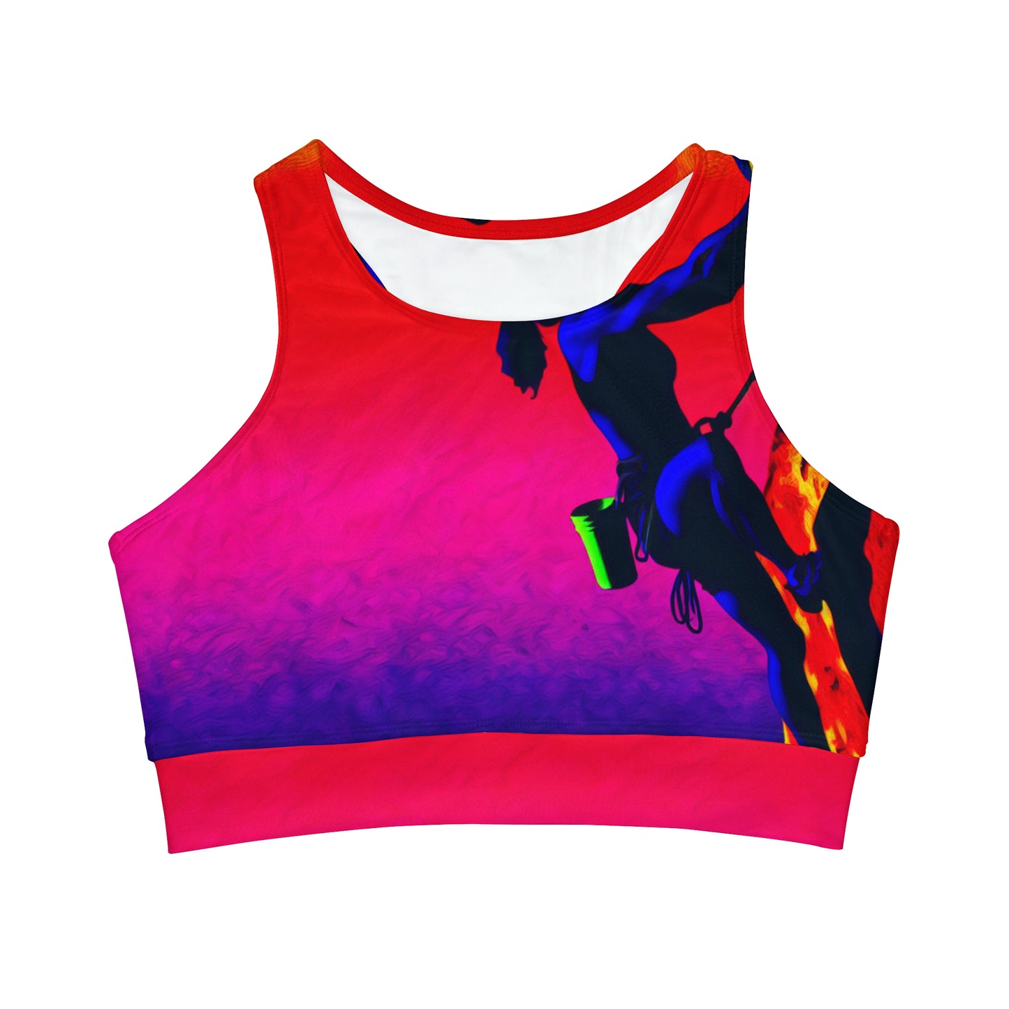 "Technicolour Ascent: The Digital Highline" - High Neck Crop Top