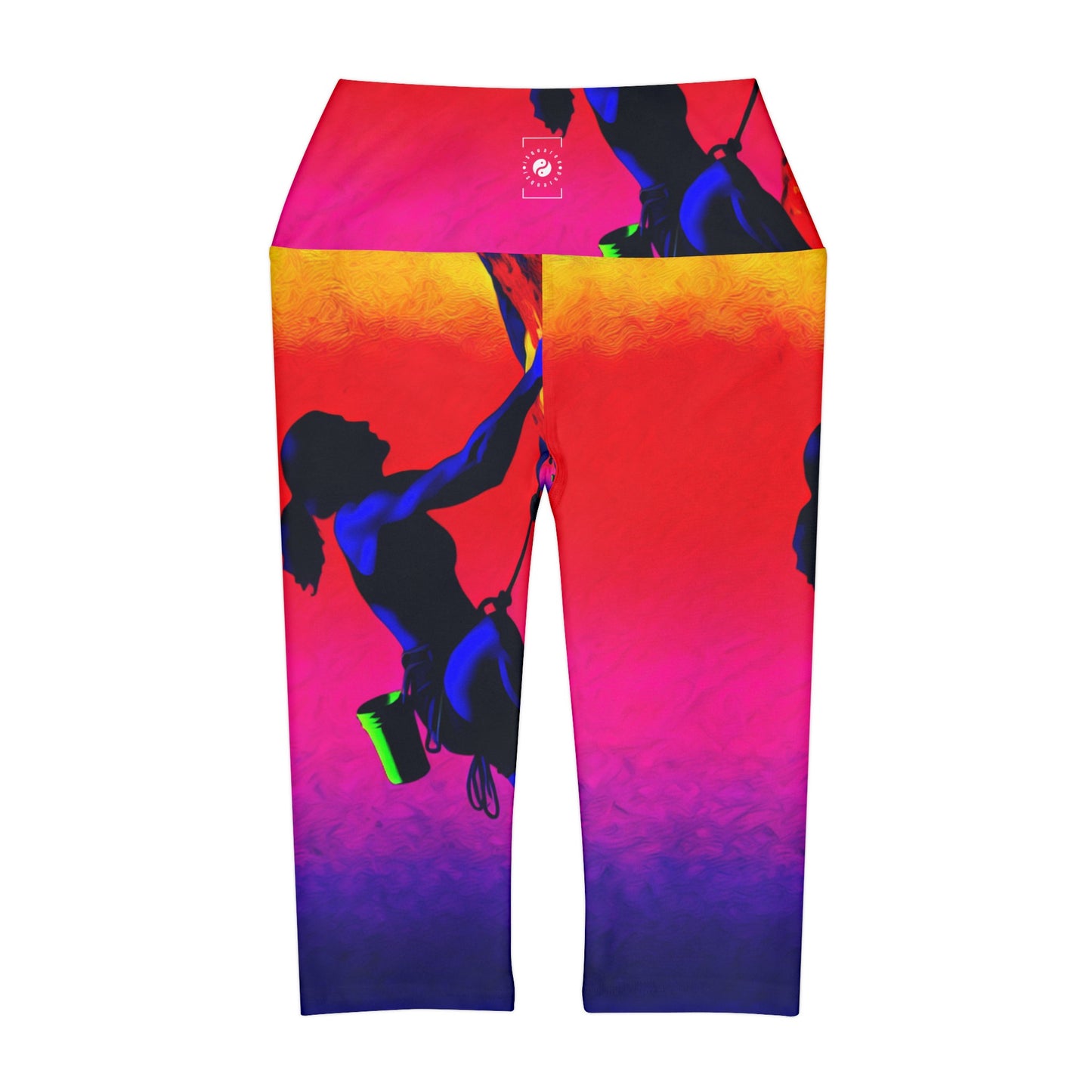 "Technicolour Ascent: The Digital Highline" - High Waisted Capri Leggings