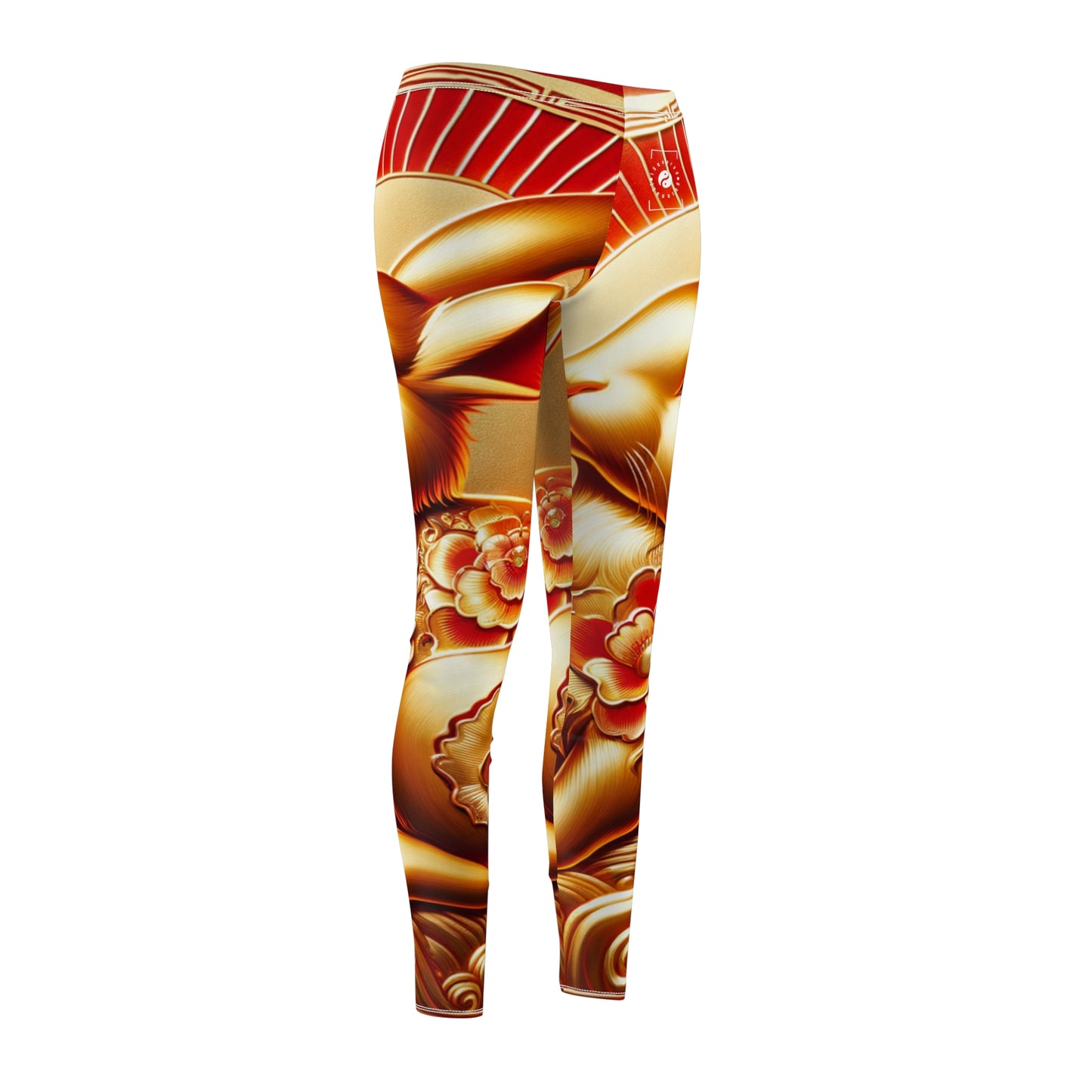 "Golden Blessings: Lunar Rabbit's Resplendence" - Casual Leggings