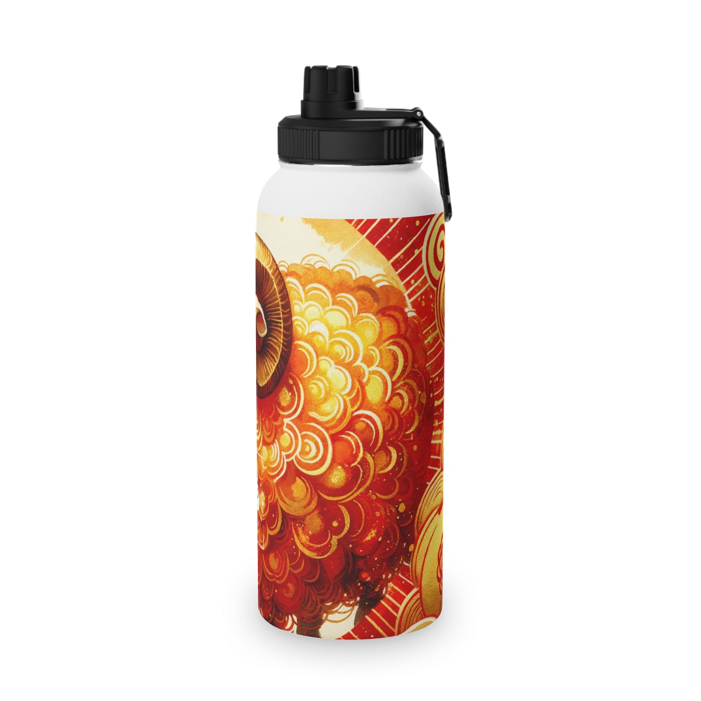 "Auspicious Gold of Divine Ewe: A Lunar New Year Revelry" - Sports Water Bottle