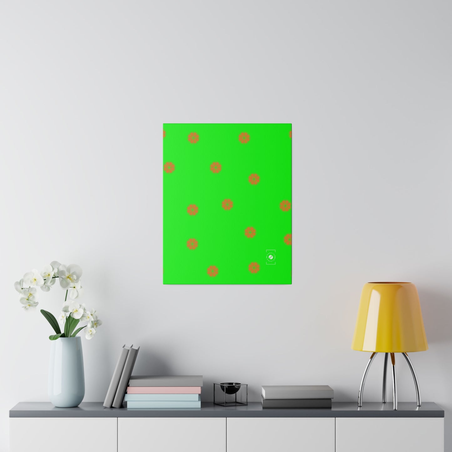 #05FD00 Lime Green + Mandarin - Art Print Canvas