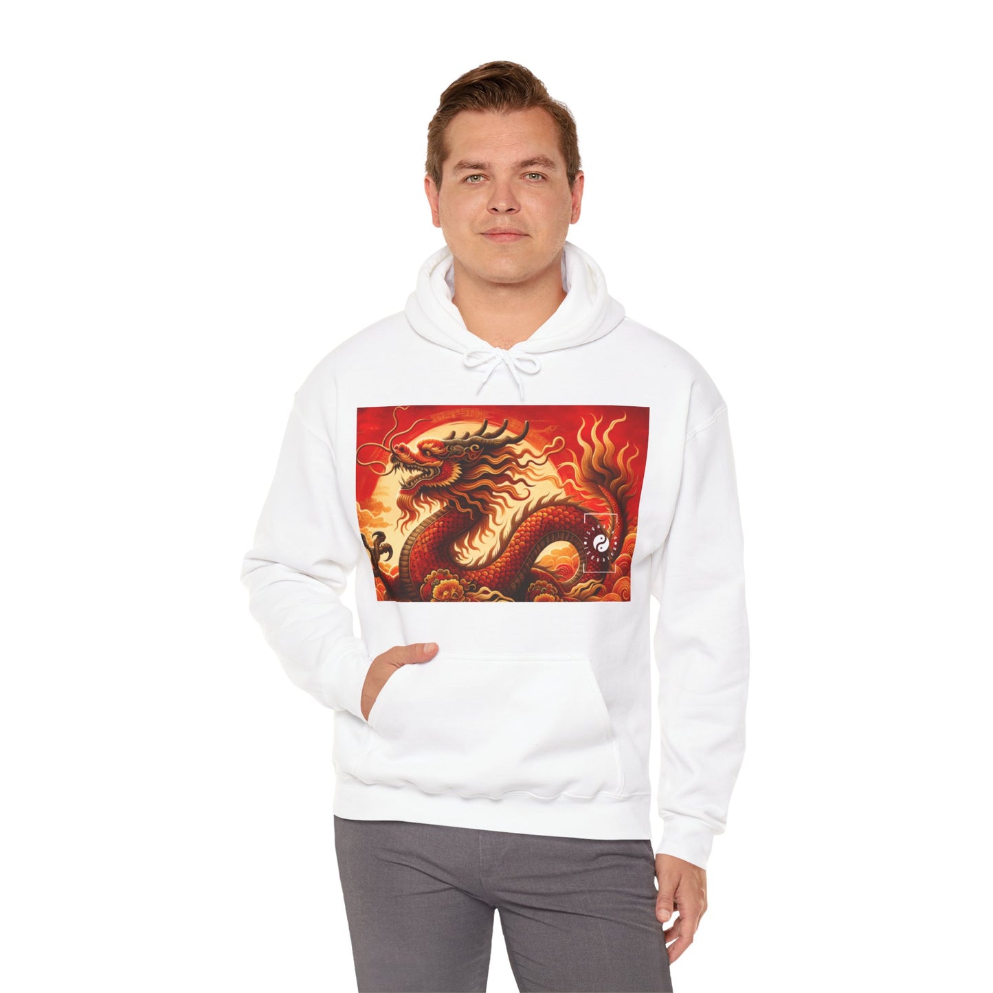 "Golden Dragon Dance in the Crimson Twilight" - Hoodie