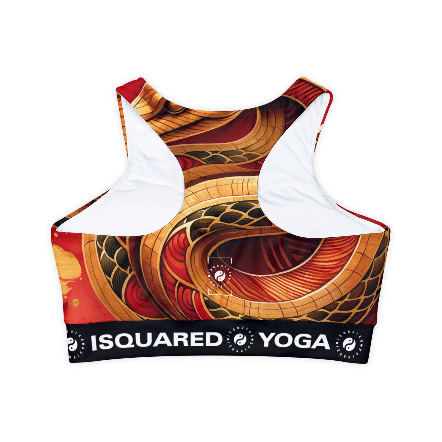 "Crimson Serenity: The Golden Snake" - Lined & Padded Sports Bra