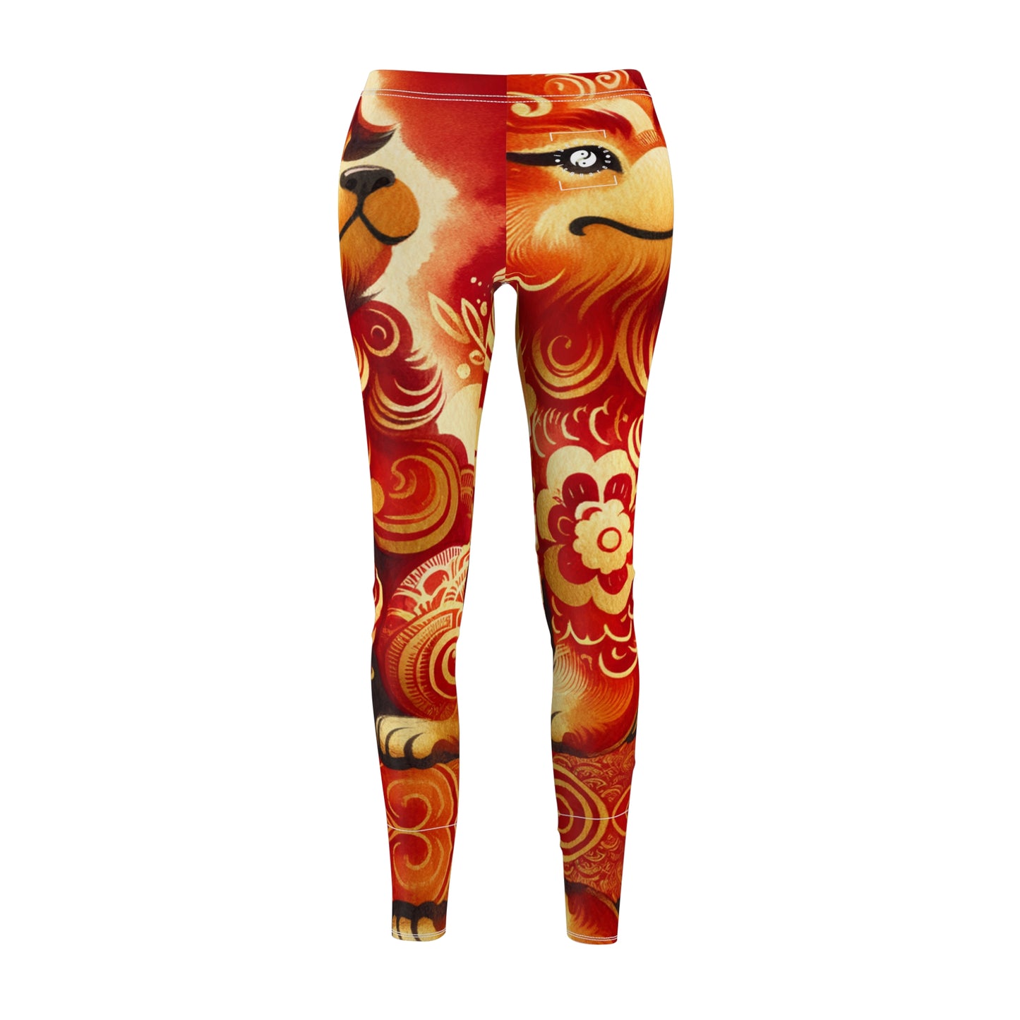 "Golden Canine Emissary on Crimson Tide: A Chinese New Year Odyssey" - Casual Leggings