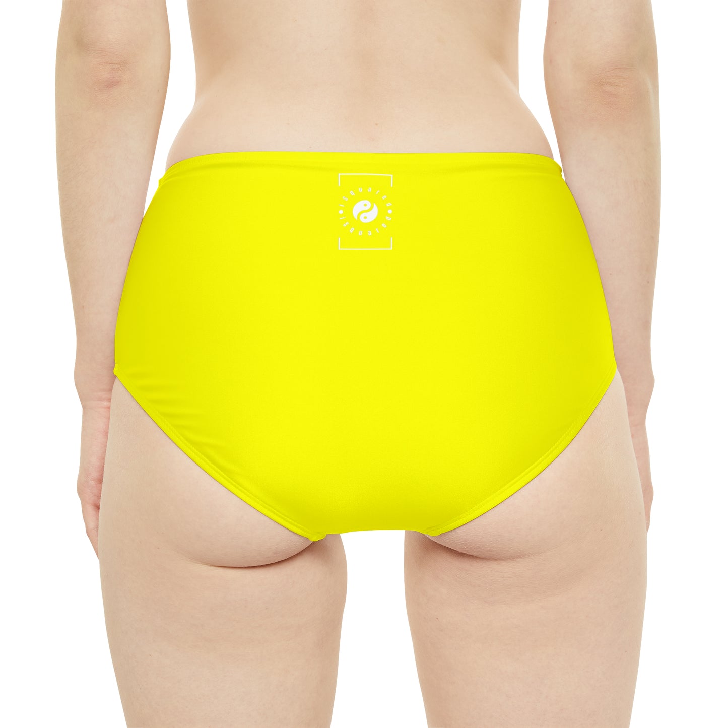 Neon Yellow FFFF00 - High Waisted Bikini Bottom