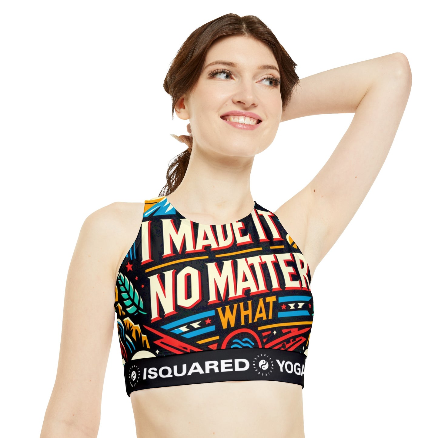 "Resilient Triumph: Unyielding Journey of Accomplishment" - High Neck Crop Top