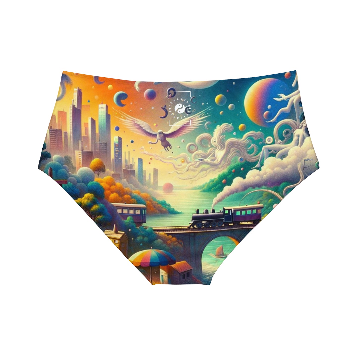 "Mirrors of Metaphor: A Murakami Odyssey" - High Waisted Bikini Bottom