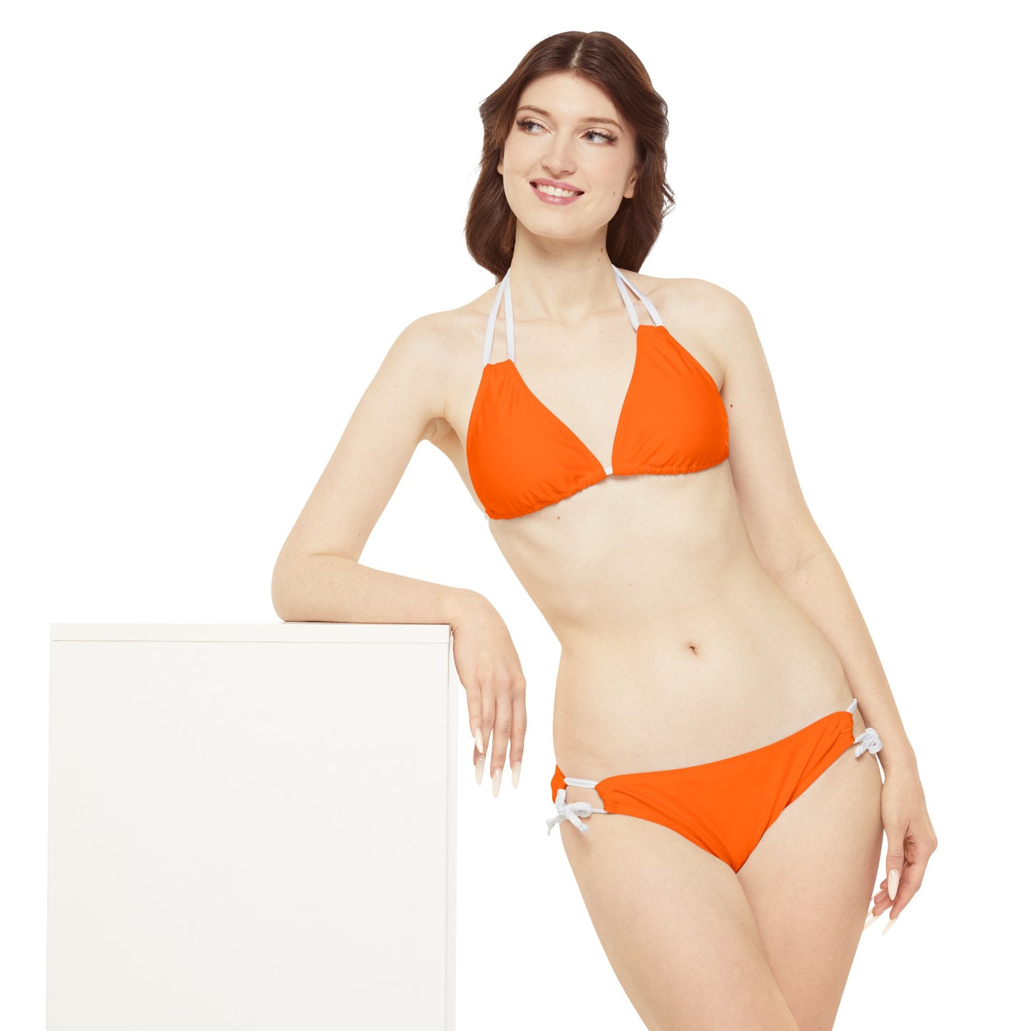 Neon Orange #FF6700 - Lace-up Bikini Set