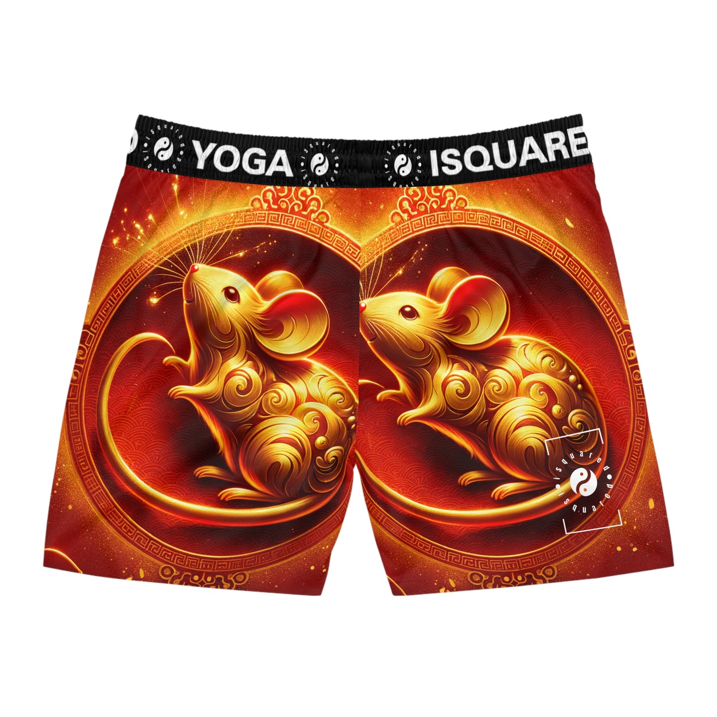 "Golden Emissary: A Lunar New Year's Tribute" - Swim Shorts (Mid-Length) for Men