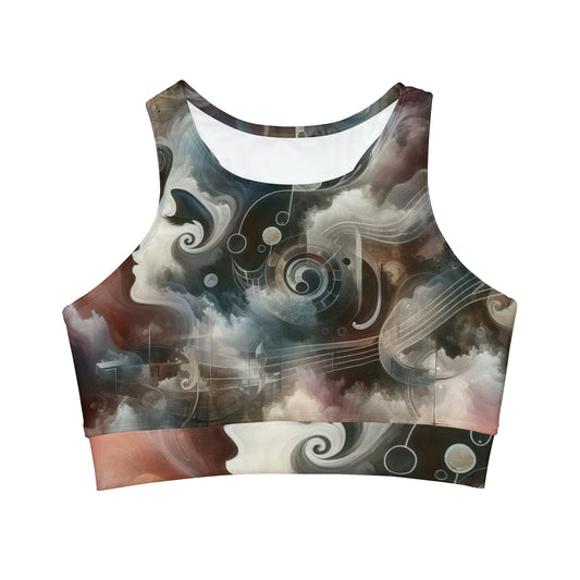 "Harmony of Descent: An Abstract Ode to La Traviata" - High Neck Crop Top