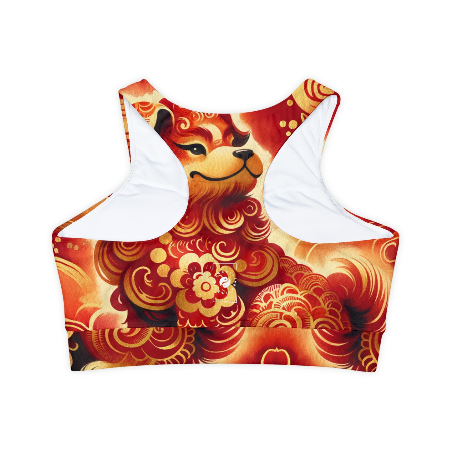 "Golden Canine Emissary on Crimson Tide: A Chinese New Year Odyssey" - Soutien-gorge de sport doublé et rembourré