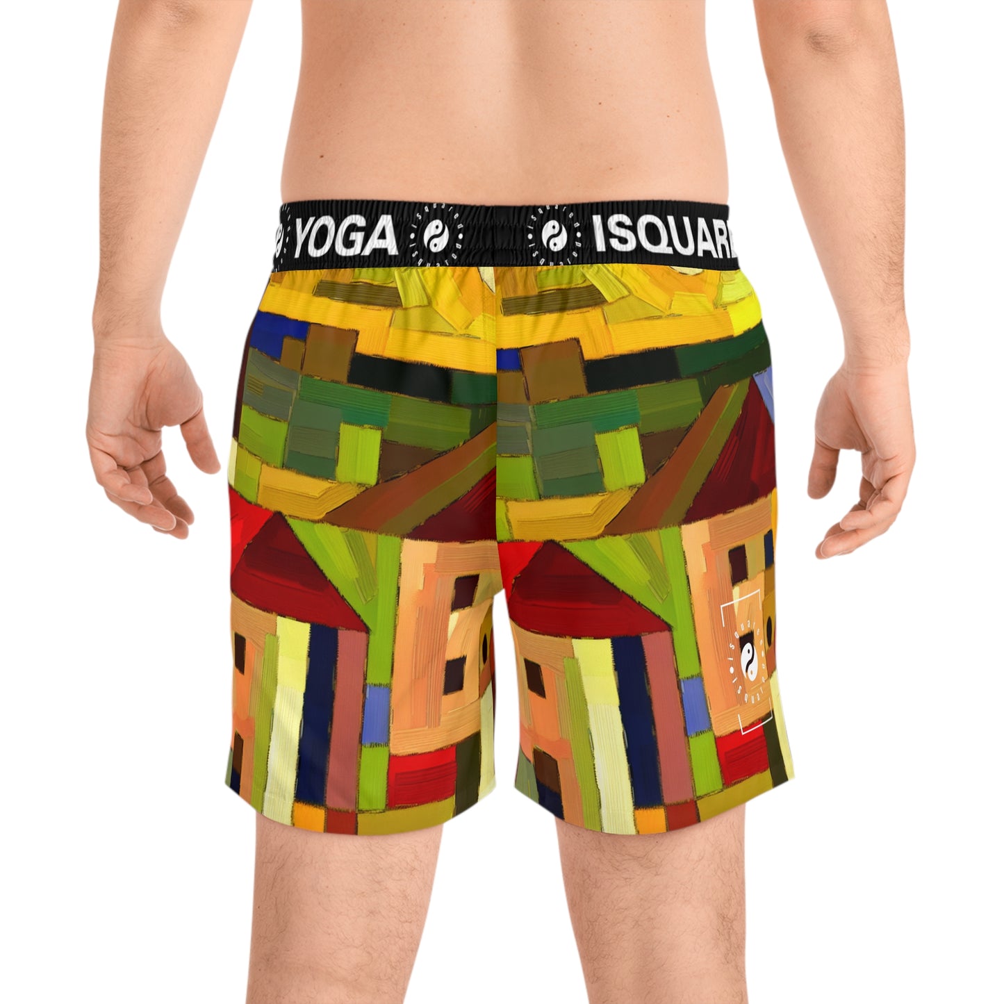 "Earthen Adobes in Hues of Hundertwasser" - Swim Shorts (Mid-Length) for Men