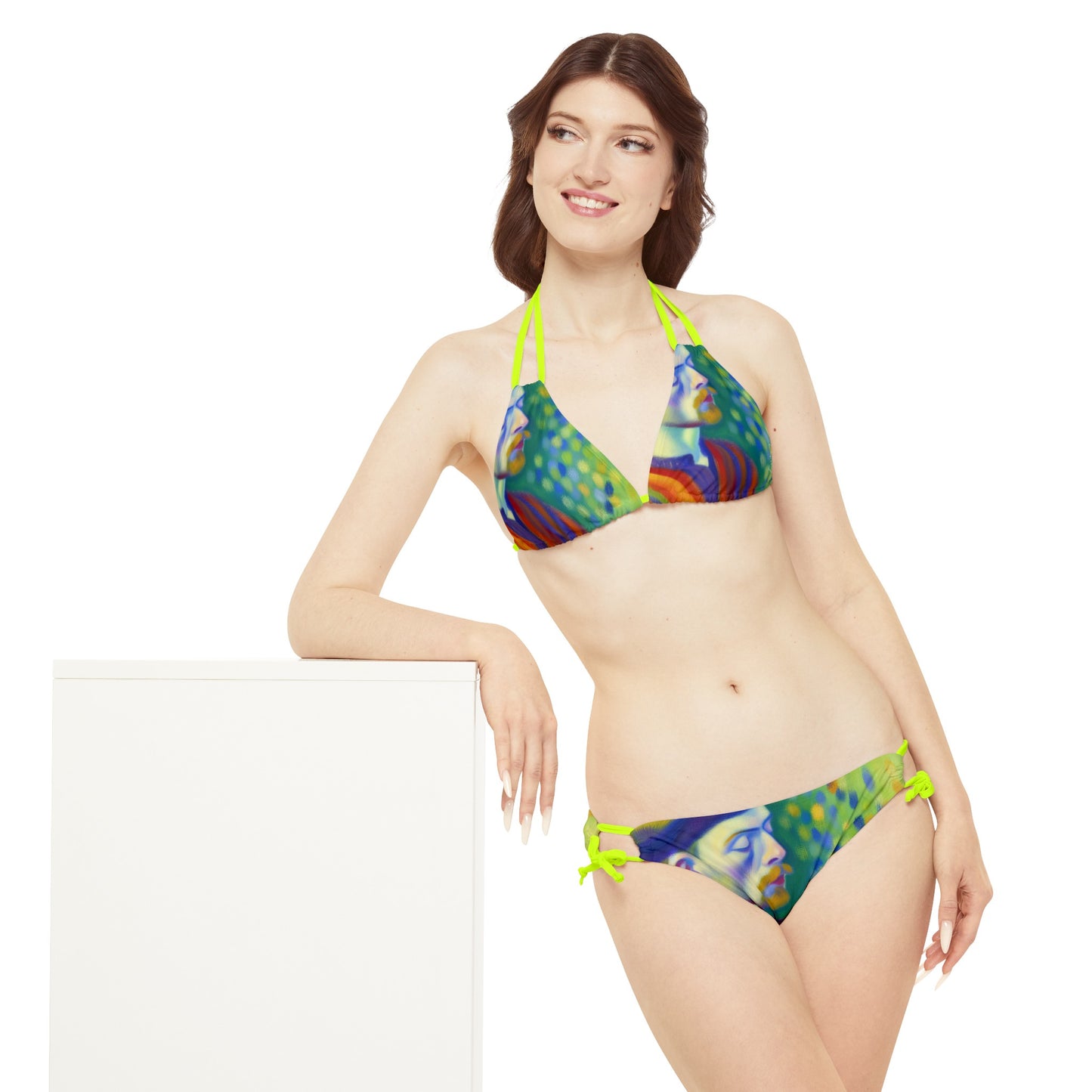 "Serene Resilience: A Frida's Solitude in hues" - Lace-up Bikini Set