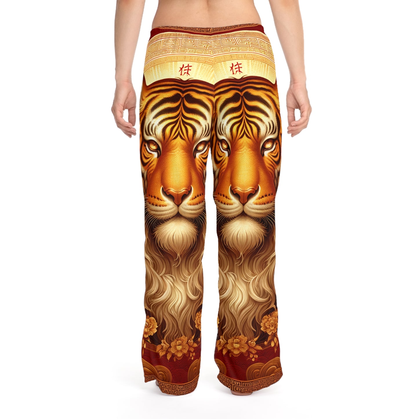 "Majesté Dorée : Ascension du Tigre Lunaire" - Pantalon lounge femme 