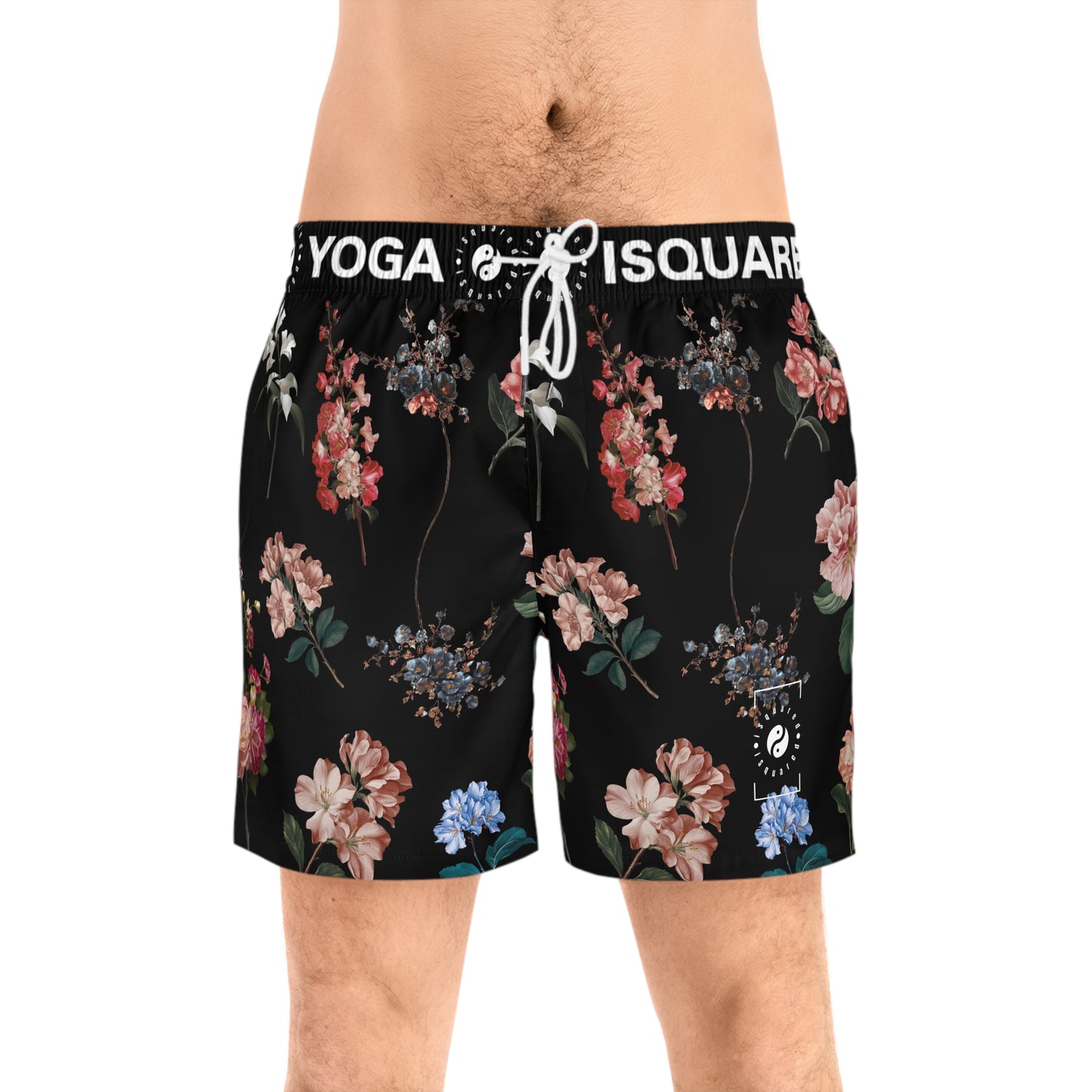 Botanicals on Black - Swim Shorts (Mid-Length) for Men