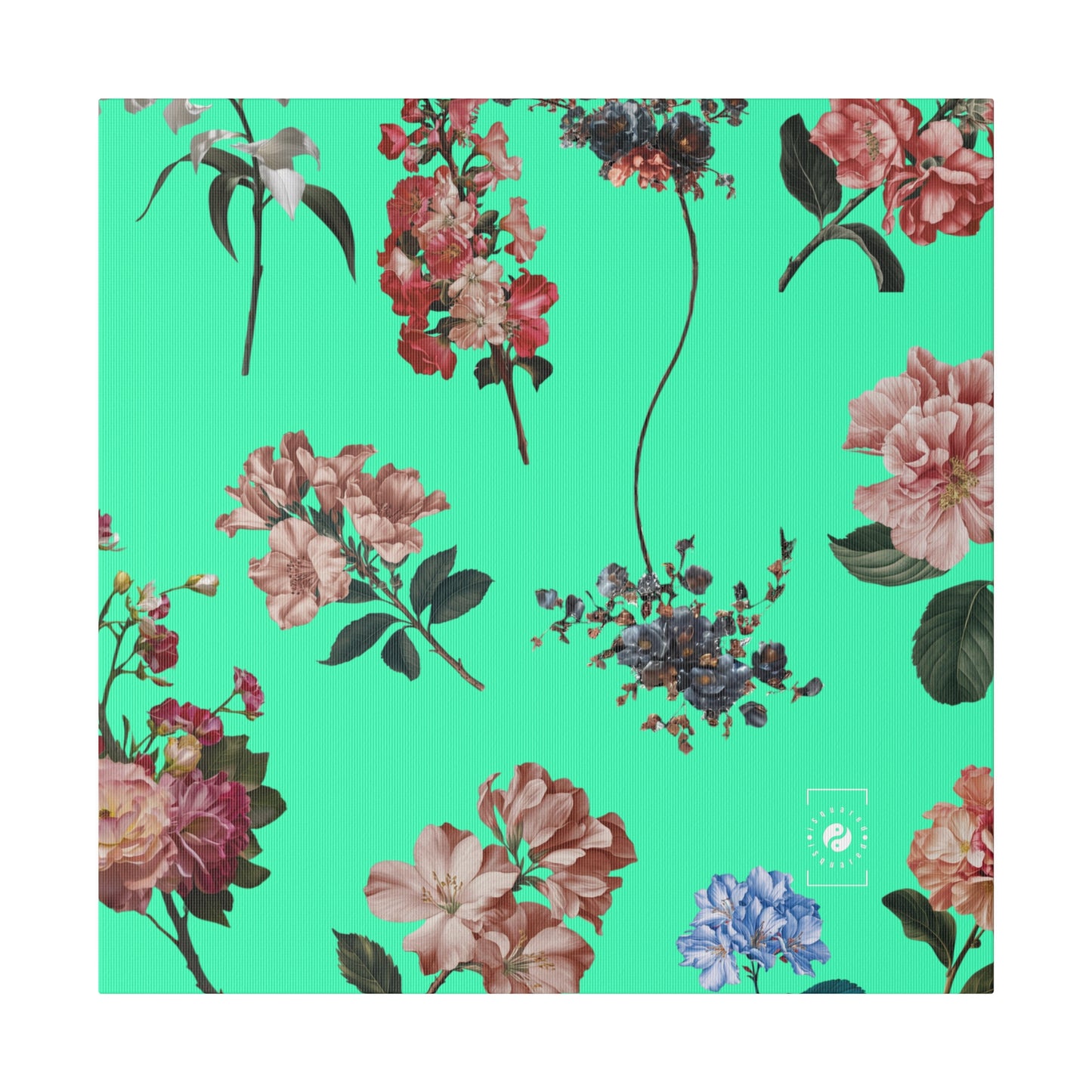 Botanicals on Turquoise - Art Print Canvas