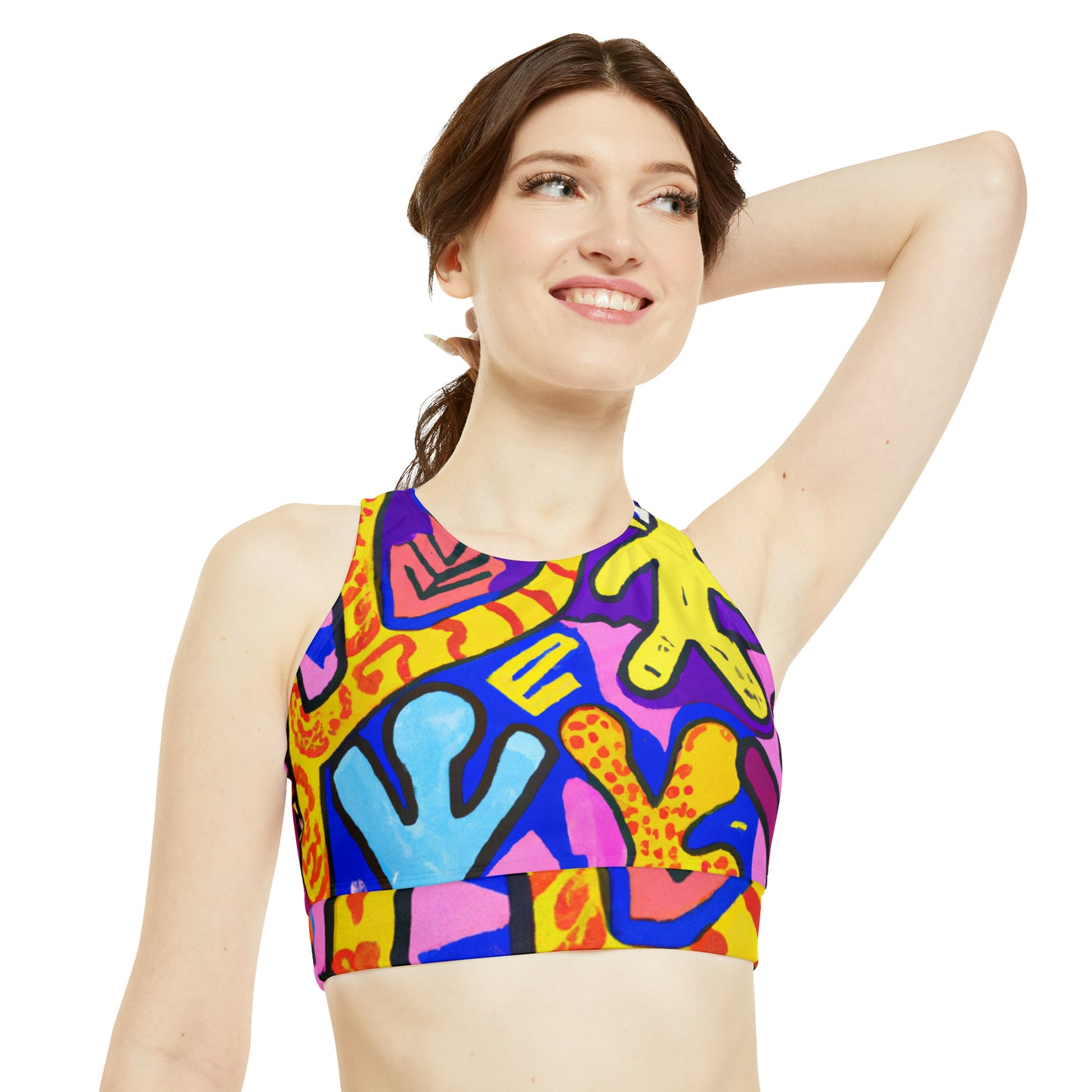 "Symbolic Jamboree" - High Neck Crop Top