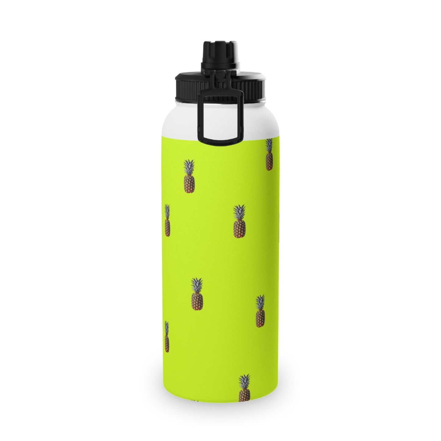 #D7FF11 Sharp Yellow + Pineapple - Sports Water Bottle