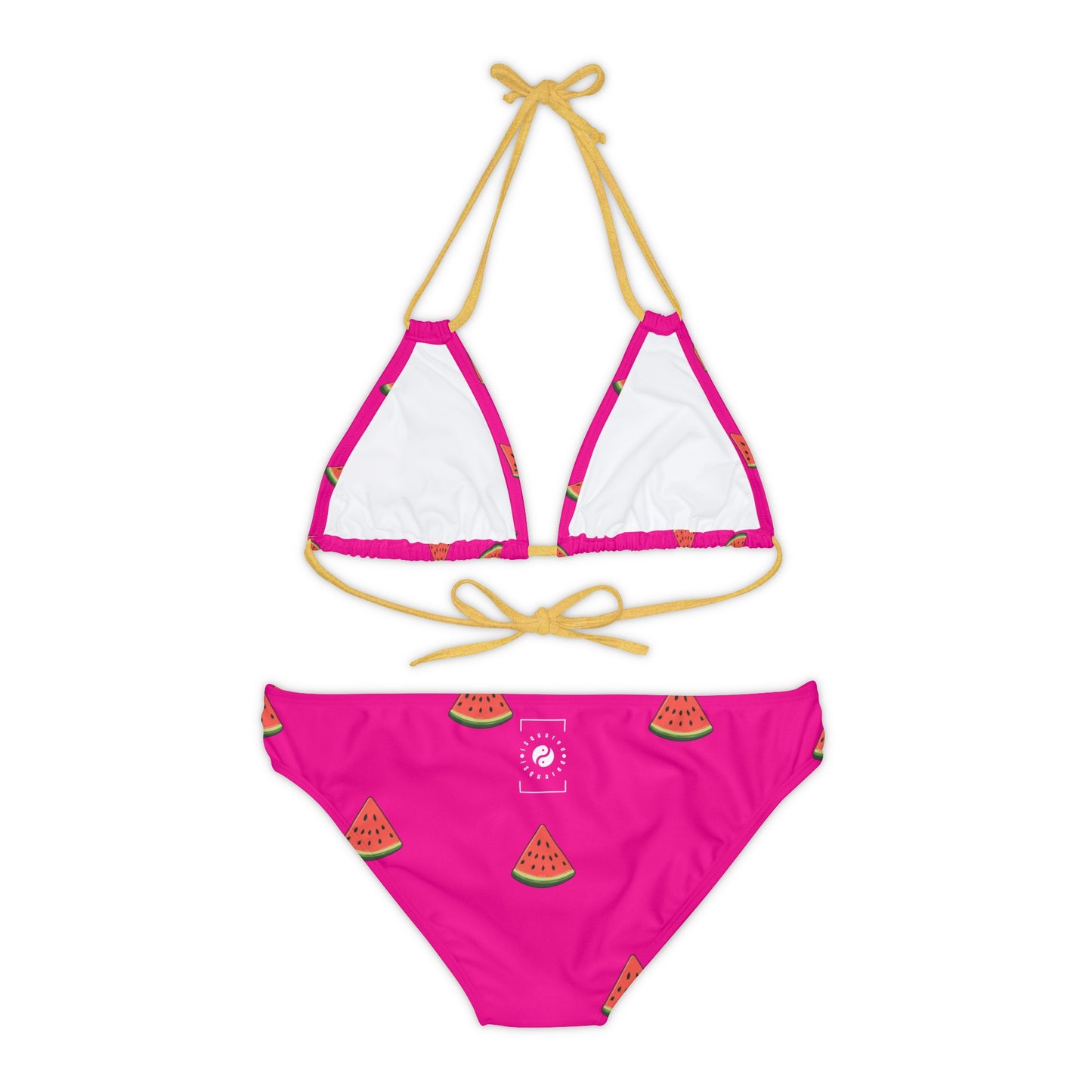 #DF0086 Pink + Watermelon - Lace-up Bikini Set