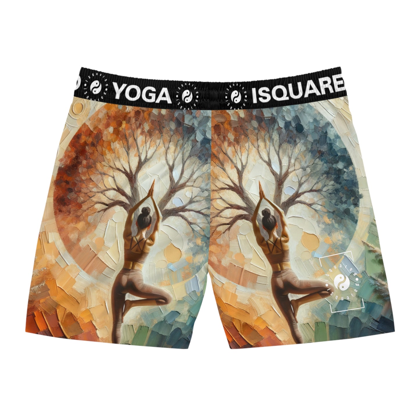 "Stability in Surrender: Vrikshasana in Harmony with Earth" - Swim Shorts (Mid-Length) for Men