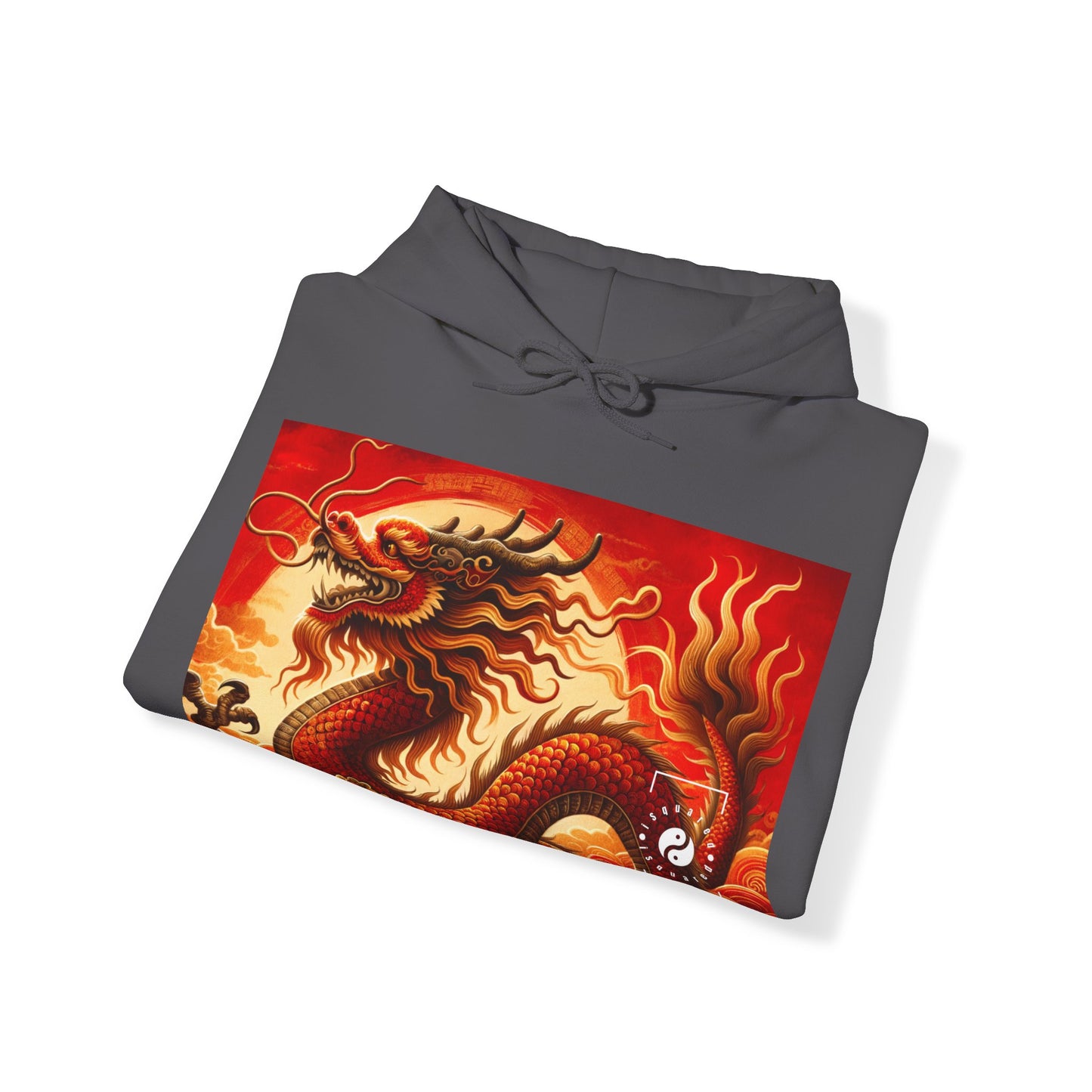 "Golden Dragon Dance in the Crimson Twilight" - Hoodie