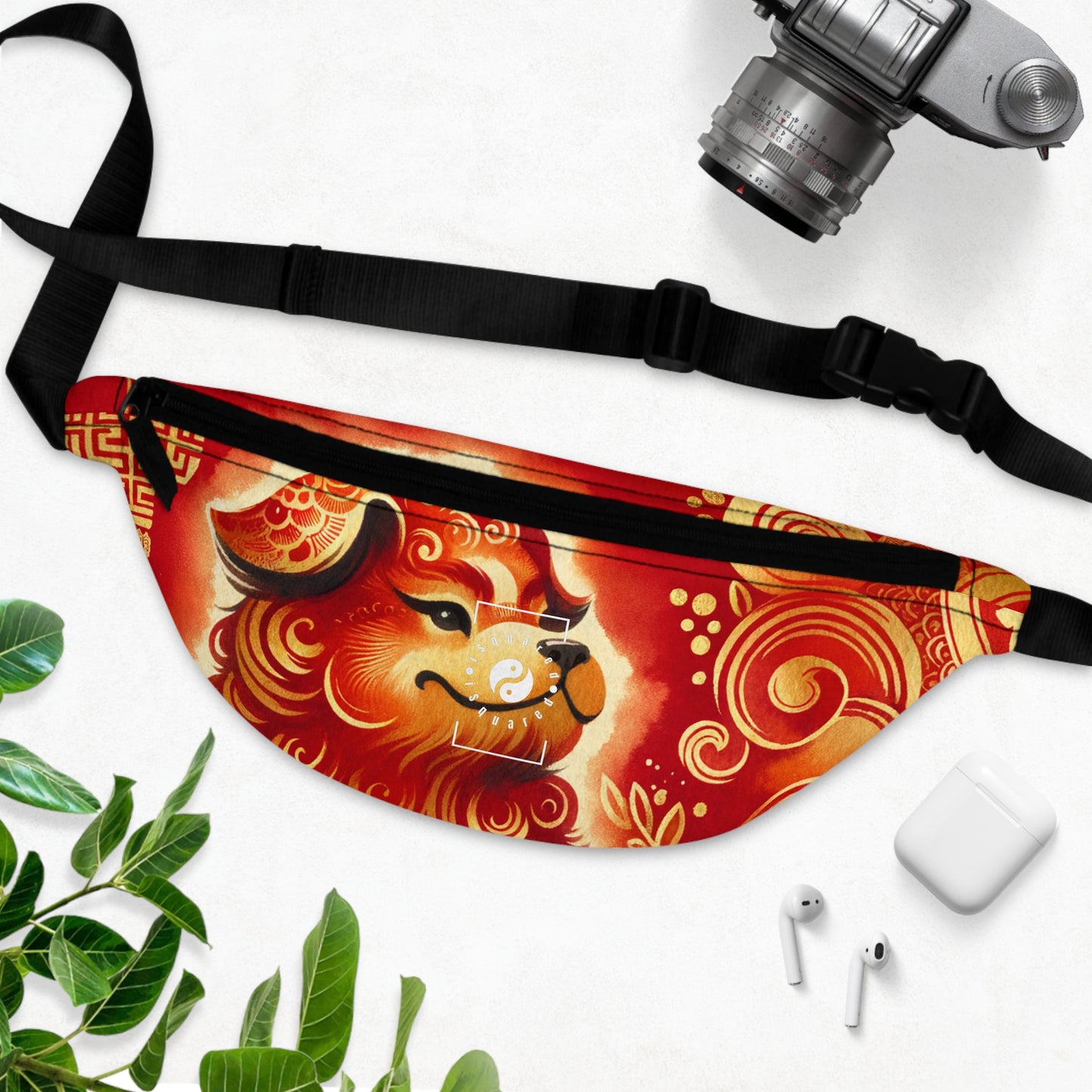 "Golden Canine Emissary on Crimson Tide: A Chinese New Year Odyssey" - Fanny Pack