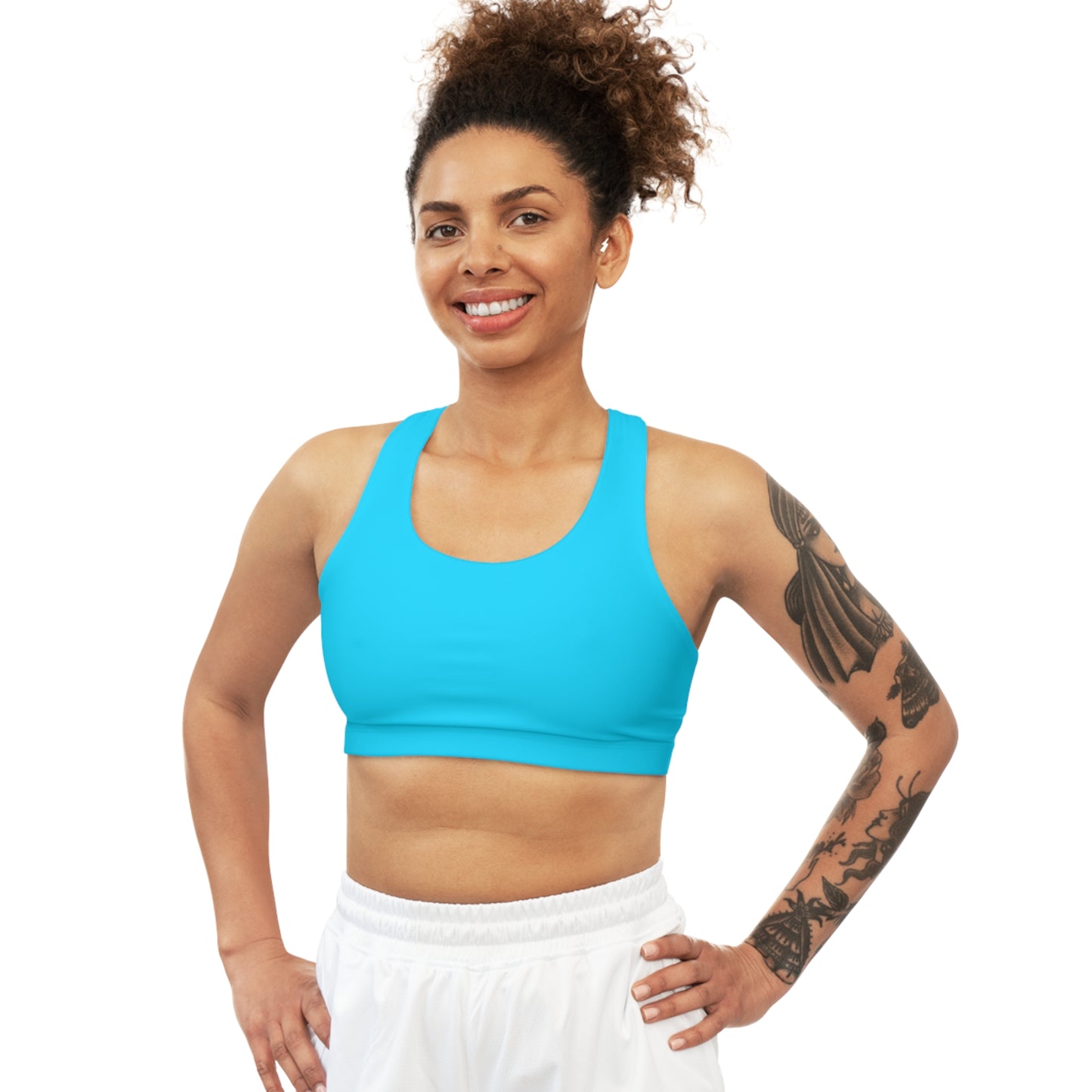 #04D9FF Neon Blue - Soutien-gorge de sport sans couture