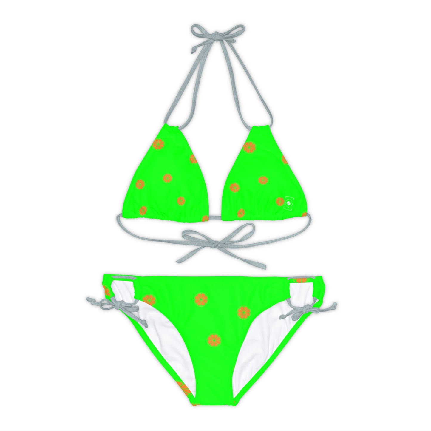 #05FD00 Lime Green + Mandarin - Lace-up Bikini Set