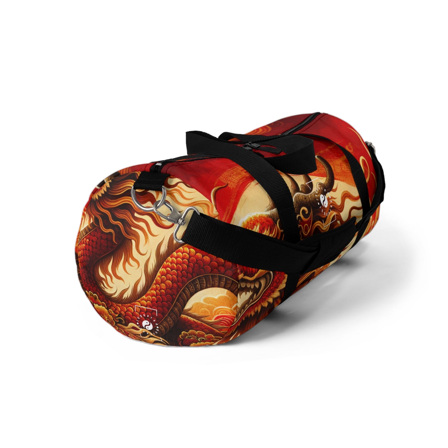 "Golden Dragon Dance in the Crimson Twilight" - Duffle Bag