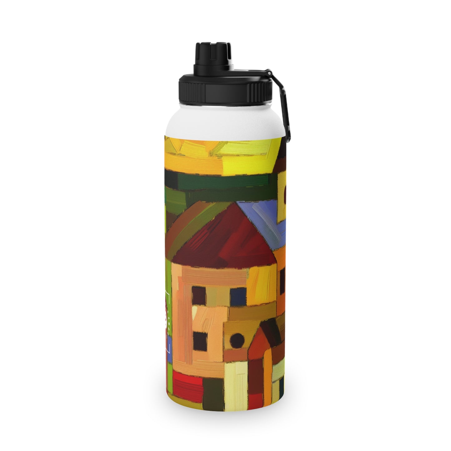 "Earthen Adobes in Hues of Hundertwasser" - Sports Water Bottle