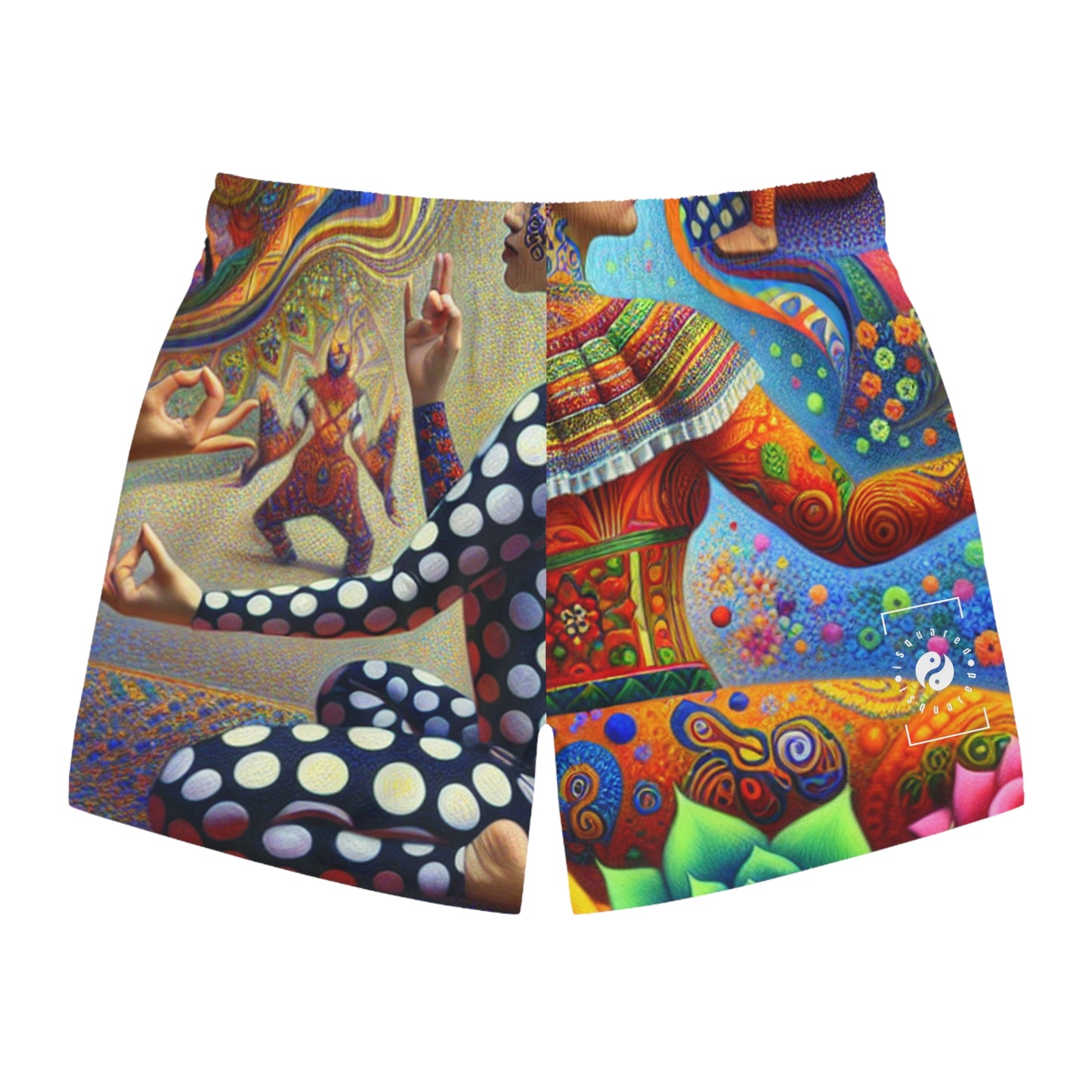 "Kahlo-Kusama Blossom Asanas: A Surreal Yoga Symphony" - Swim Trunks for Men