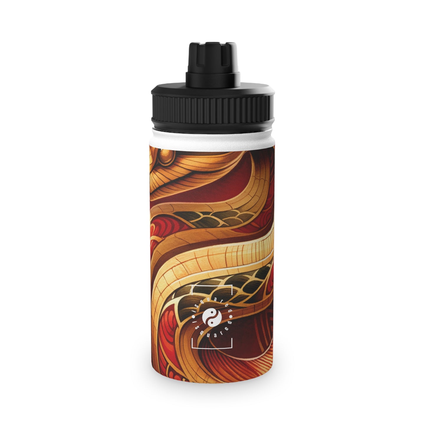 "Crimson Serenity: The Golden Snake" - Sports Water Bottle