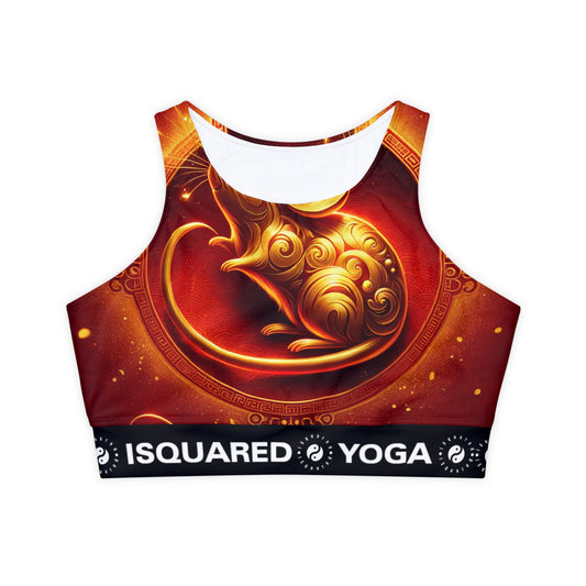 "Golden Emissary: A Lunar New Year's Tribute" - Lined & Padded Sports Bra
