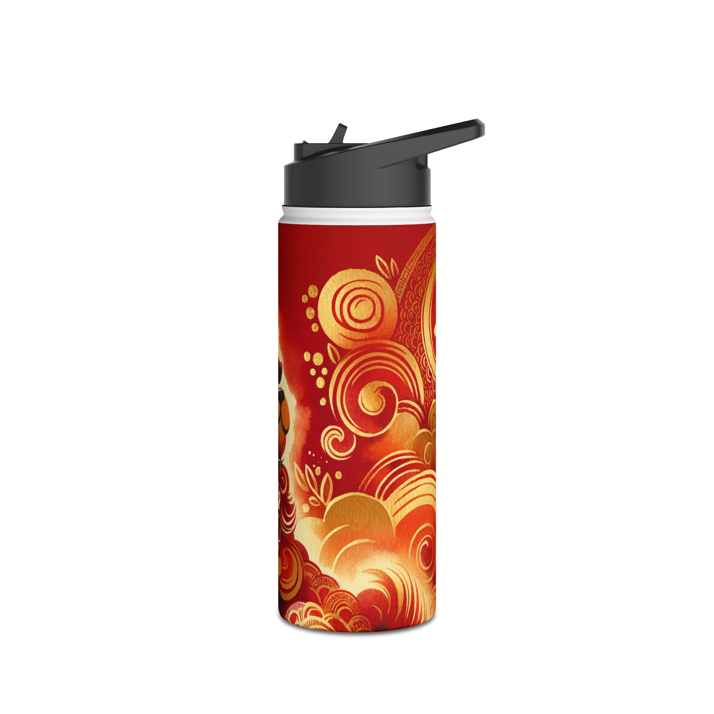 "Golden Canine Emissary on Crimson Tide: A Chinese New Year Odyssey" - Water Bottle