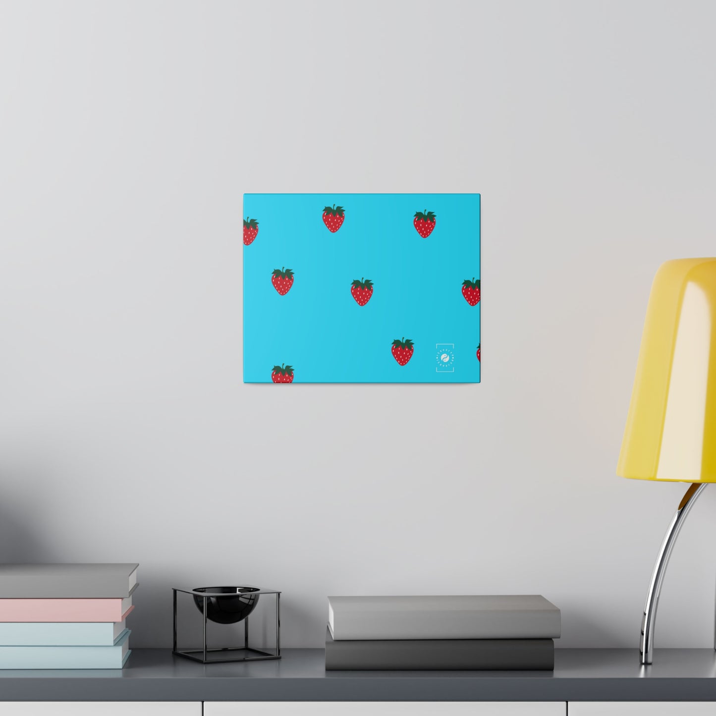 #22DEFF Light Blue + Strawberry - Art Print Canvas