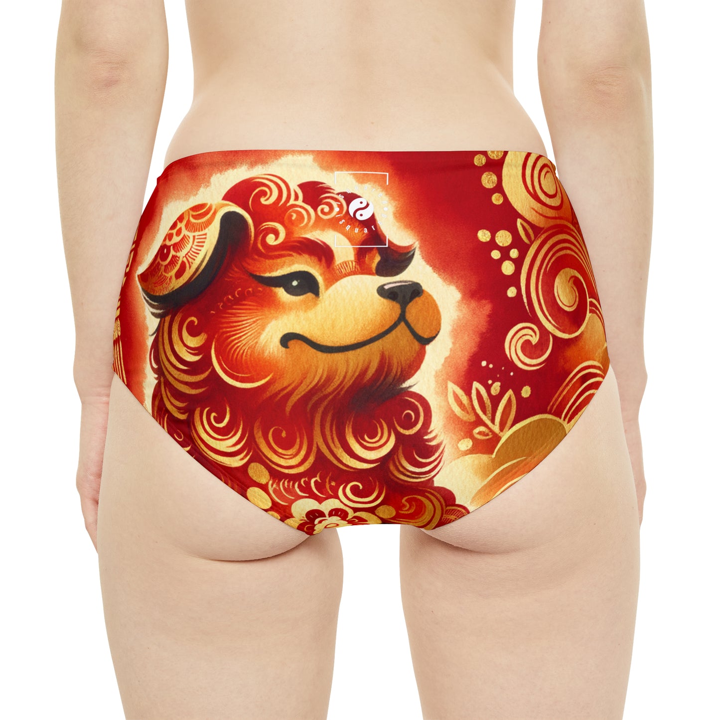 « Émissaire canin doré sur la marée pourpre : une odyssée du Nouvel An chinois » - Bas de bikini taille haute