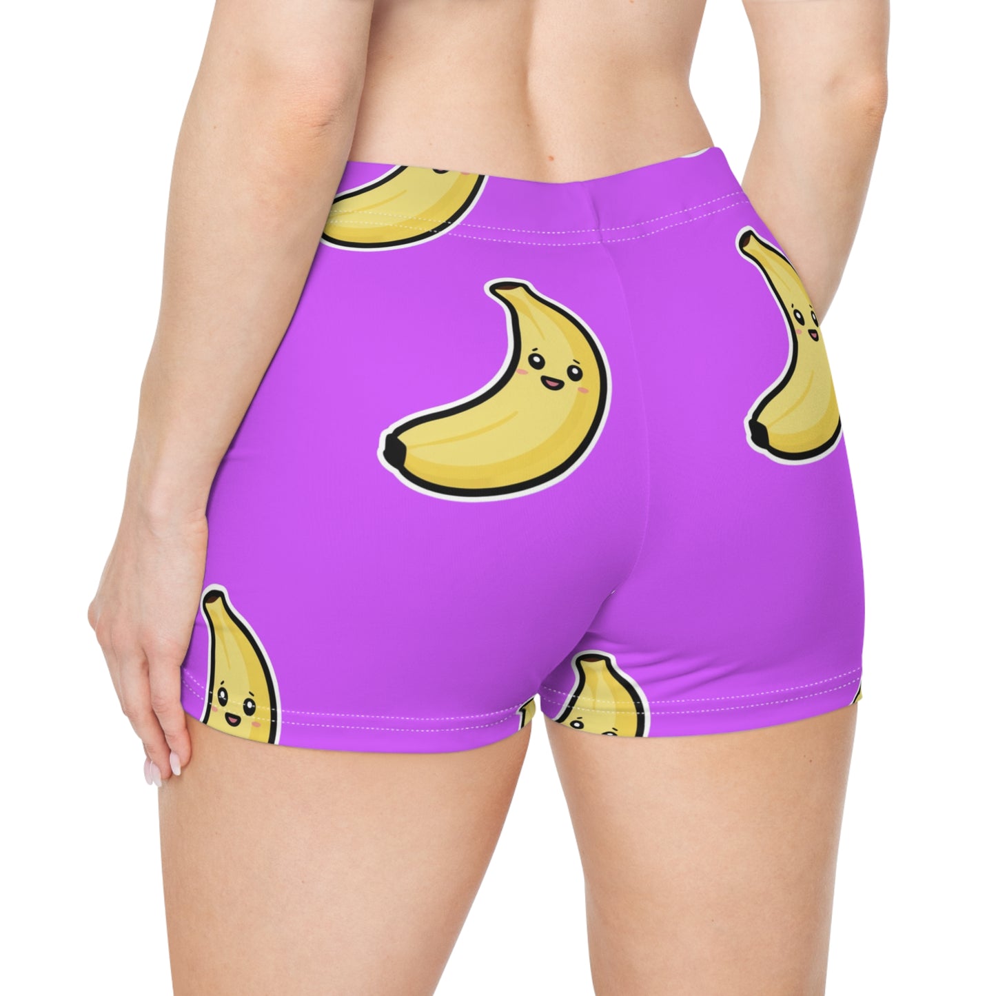 #D65BFF Purple + Banana - Mini Hot Yoga Short