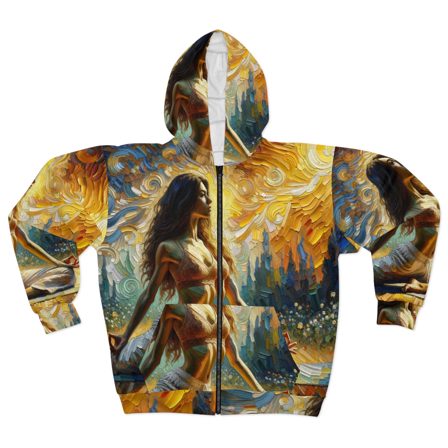 "Golden Warrior: A Tranquil Harmony" - Zip Hoodie