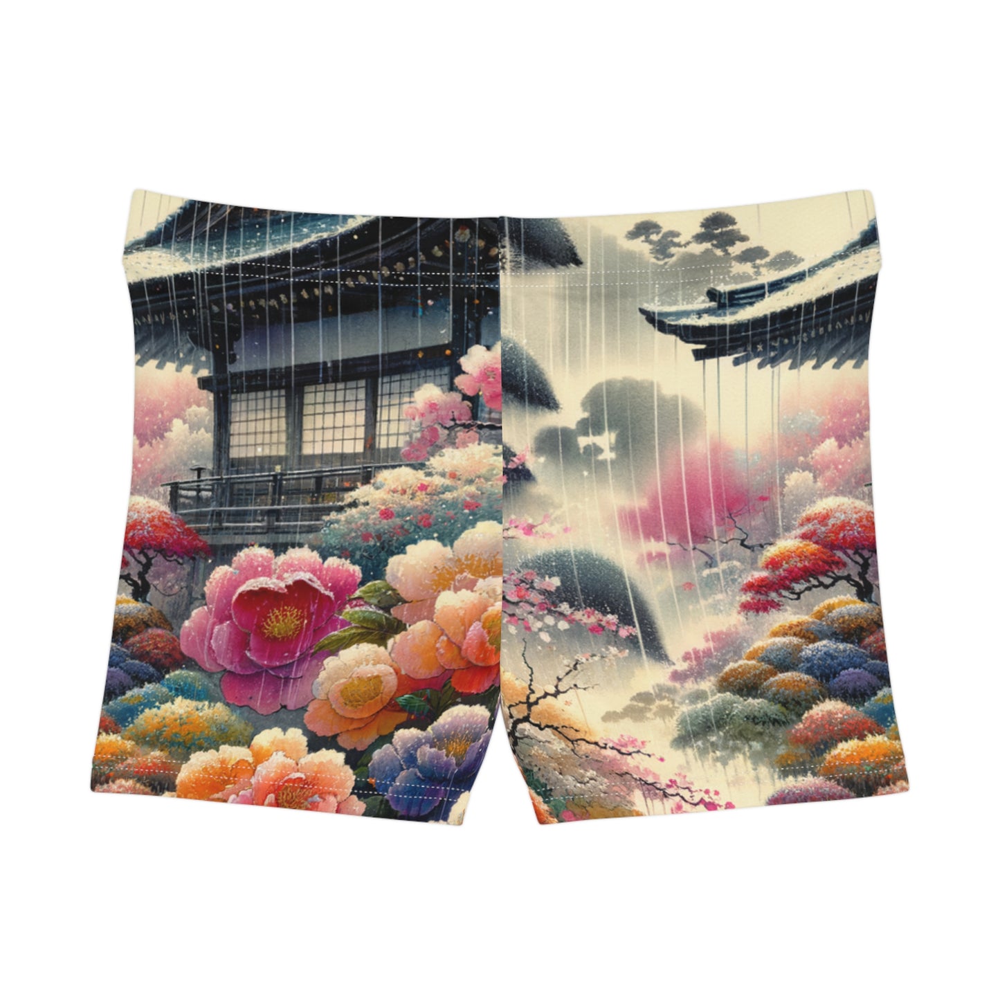 "Rain-drenched Sakura Spectrum" - Mini Hot Yoga Short
