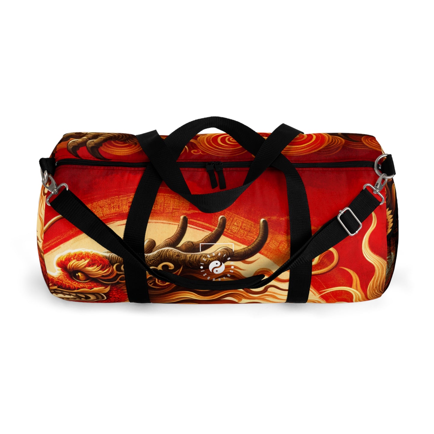 "Golden Dragon Dance in the Crimson Twilight" - Duffle Bag