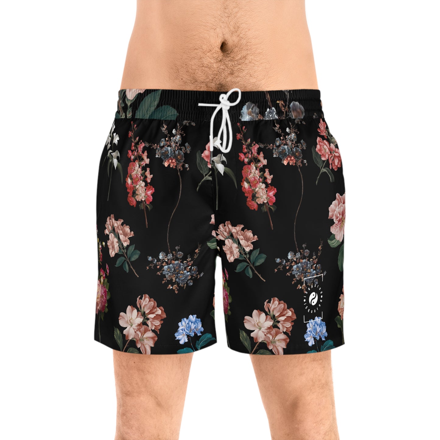 Botanicals on Black - Swim Shorts (Mid-Length) for Men